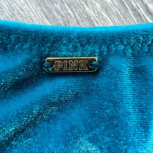 Pink Victoria’s Secret Two toned blue Velvet cutout one piece swim suit size S - Picture 12 of 13